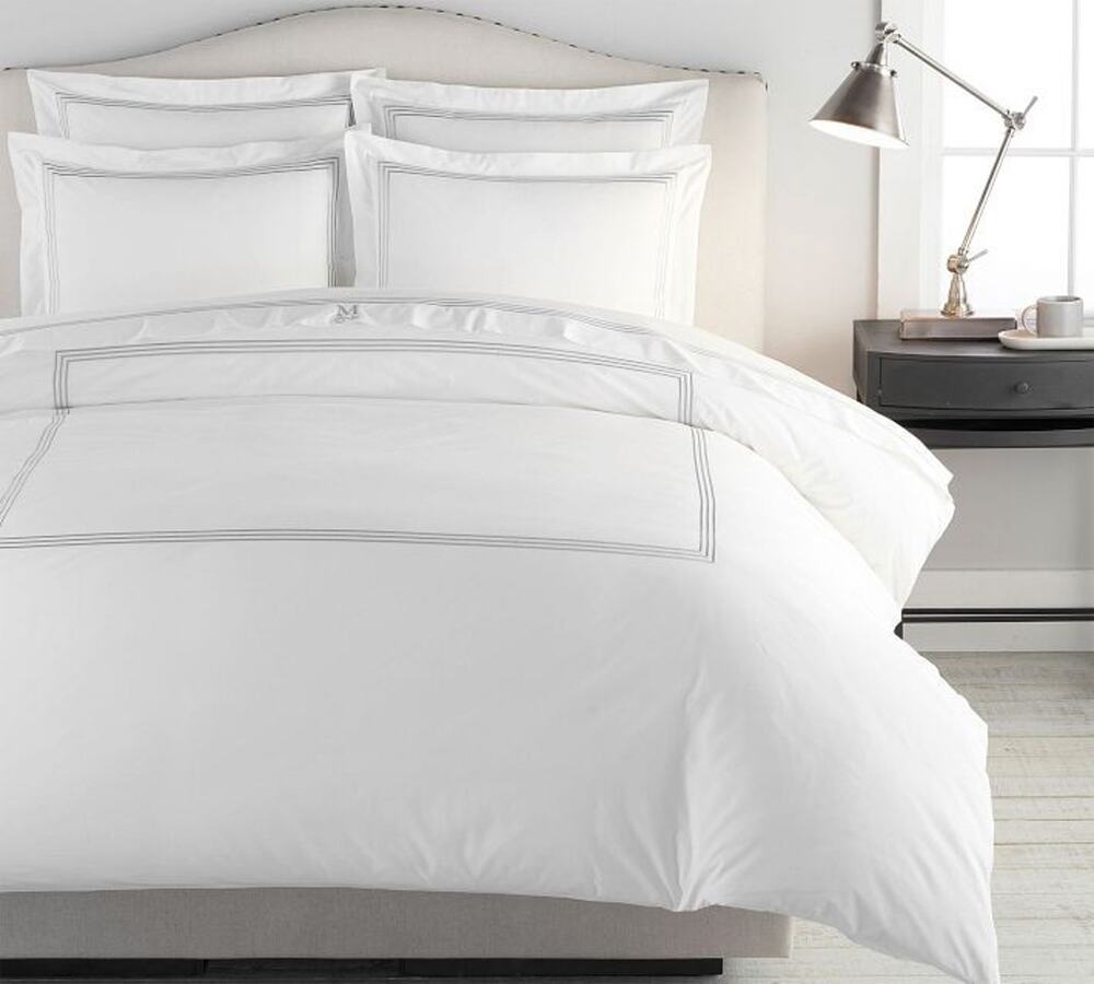 Pottery Barn Grand Organic Cotton Percale White Duvet Cover Full Queen